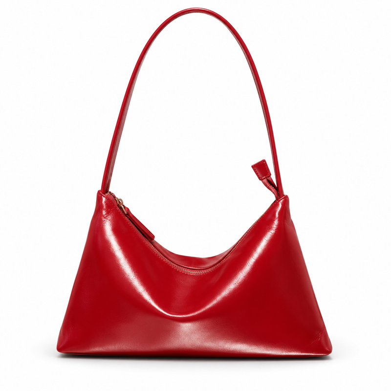 Elegant Red Glossy Hobo Shoulder Bag-4