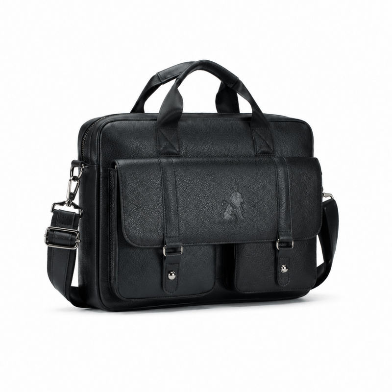 Premium Black Leather Laptop Briefcase Bag-1