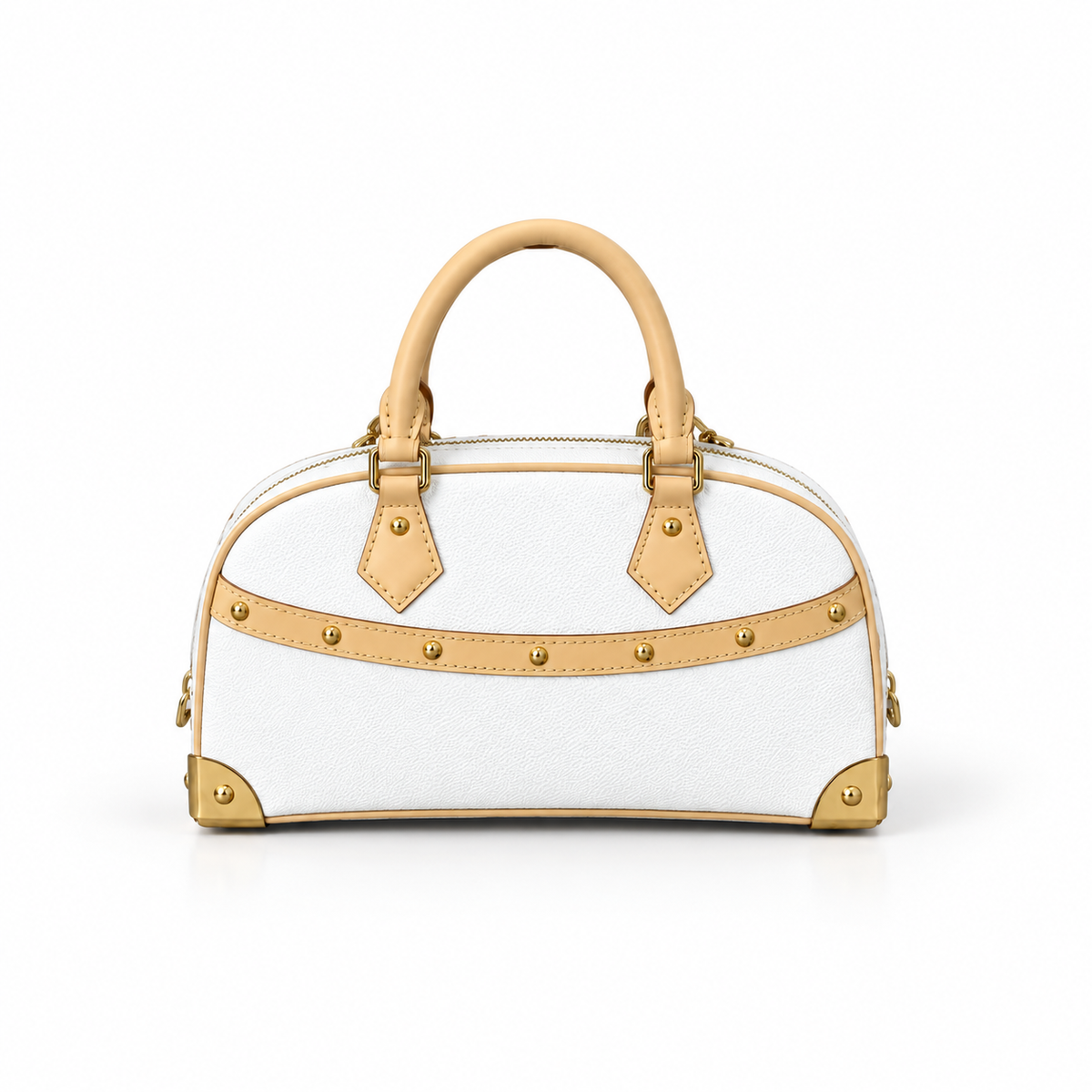 Elegant White Bow Trim Satchel Handbag-3