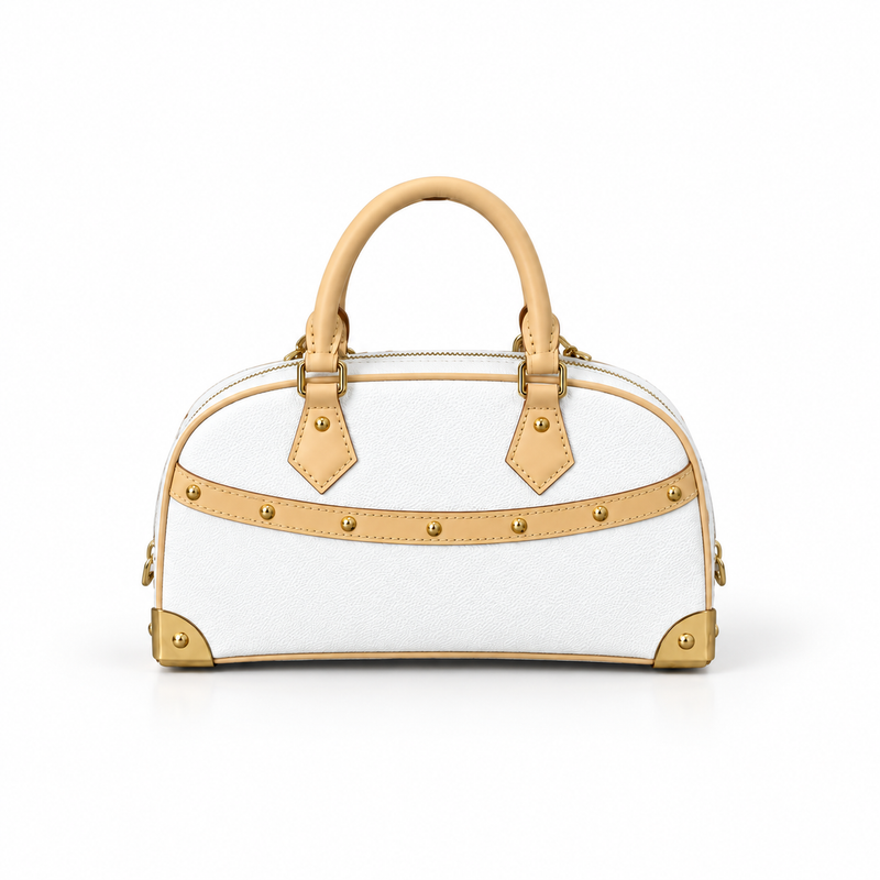 Elegant White Bow Trim Satchel Handbag-3