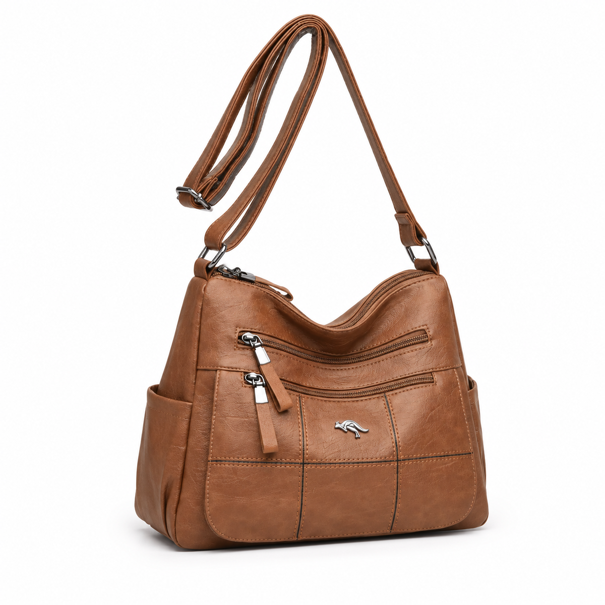Brown Multi Pocket Adjustable Crossbody Bag-1