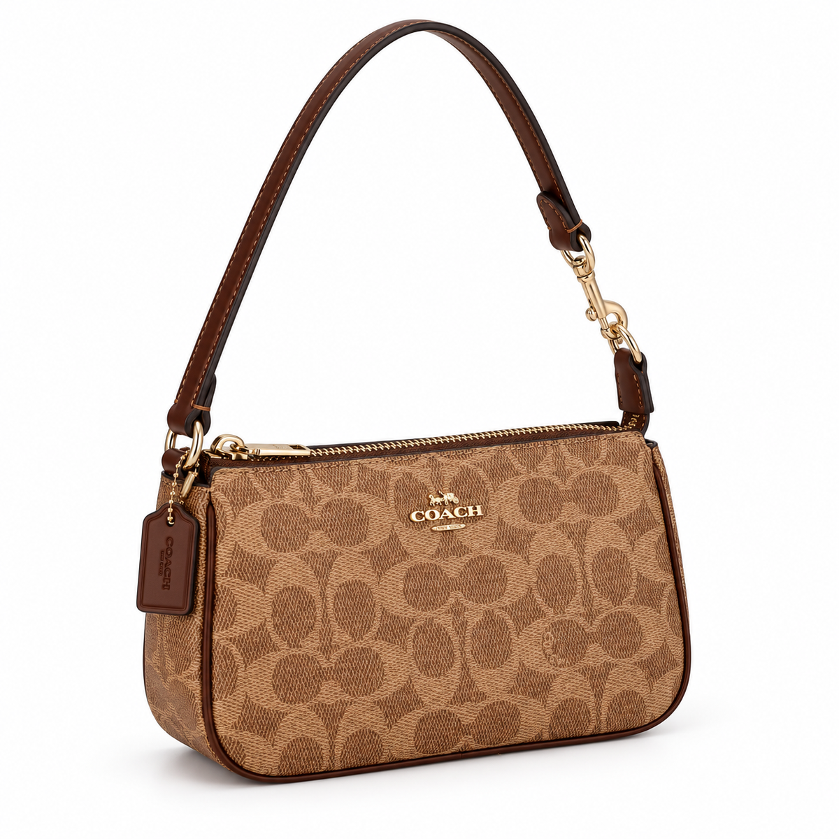 Classic Brown Leather Canvas Shoulder Bag-1
