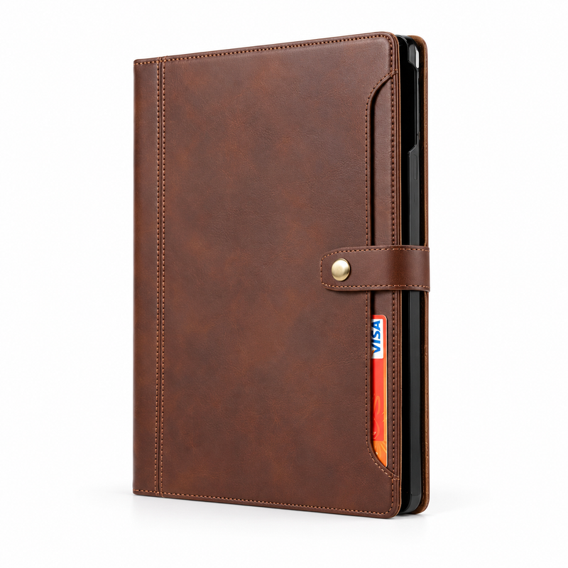 Brown Tablet Folio With Snap Closure-2