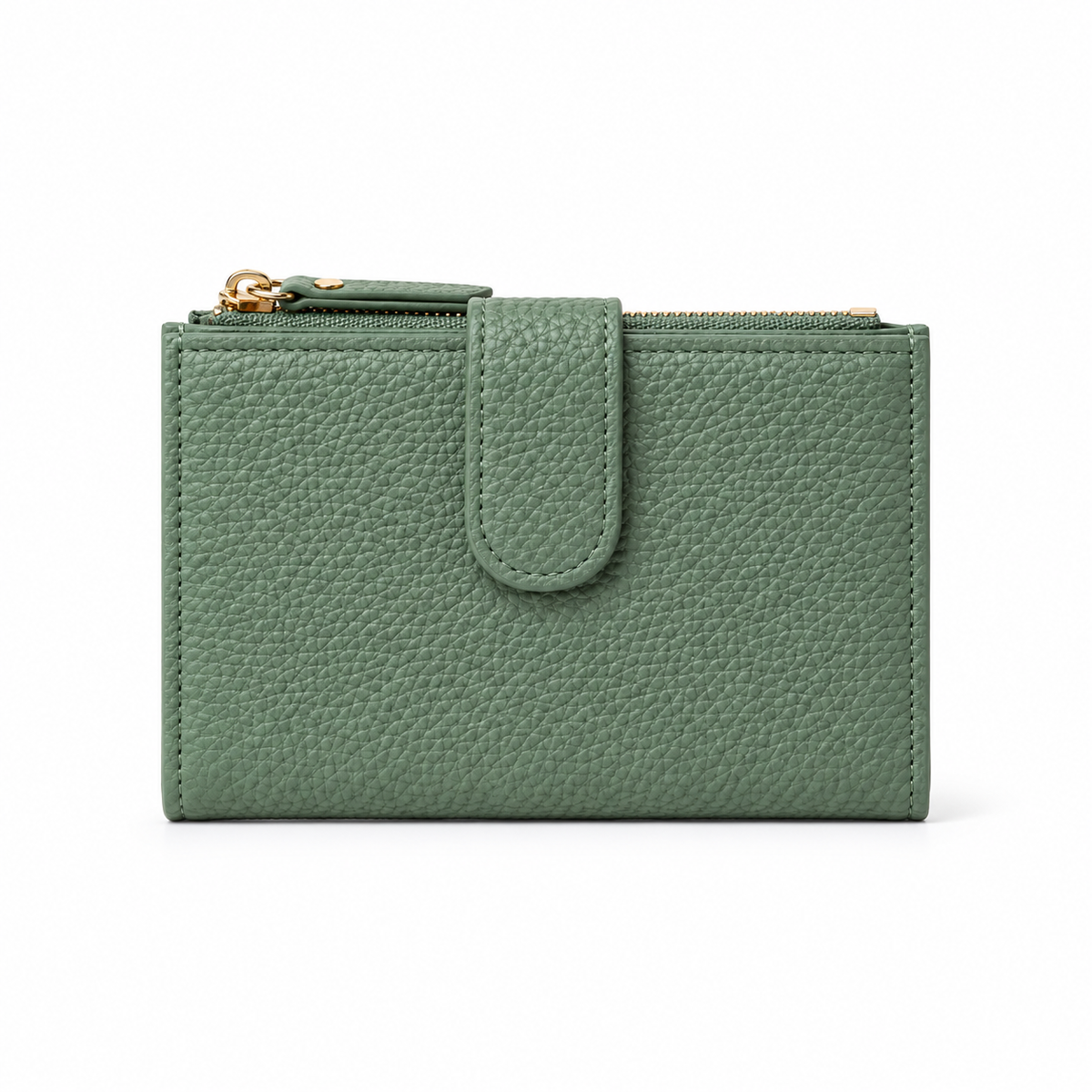 Sage Green Pebbled Compact Cardholder Wallet