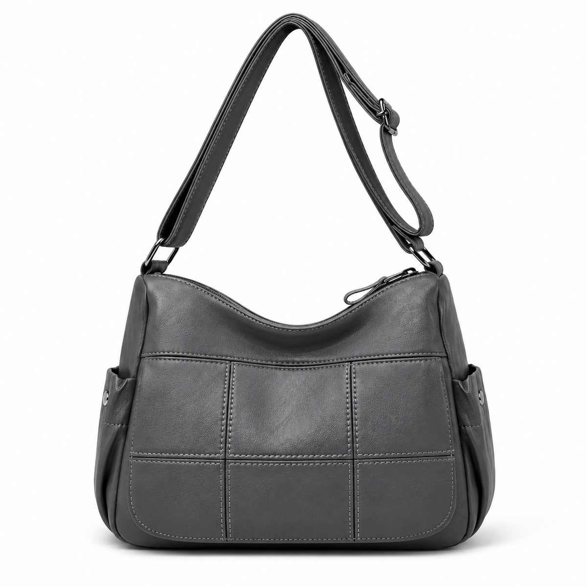 Grey Multi Pocket Adjustable Crossbody Bag-2
