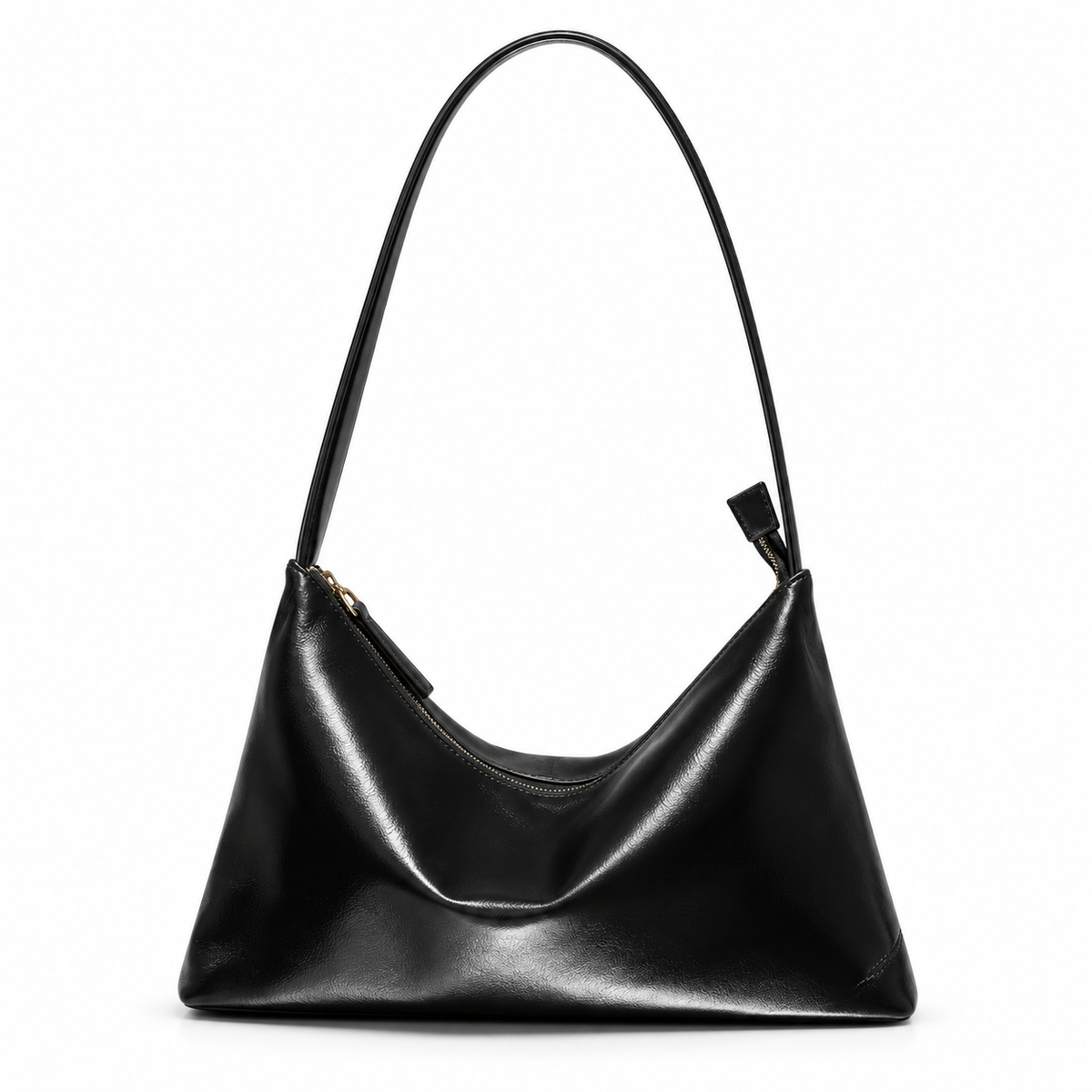 Elegant Black Slouchy Zipper Shoulder Bag-4