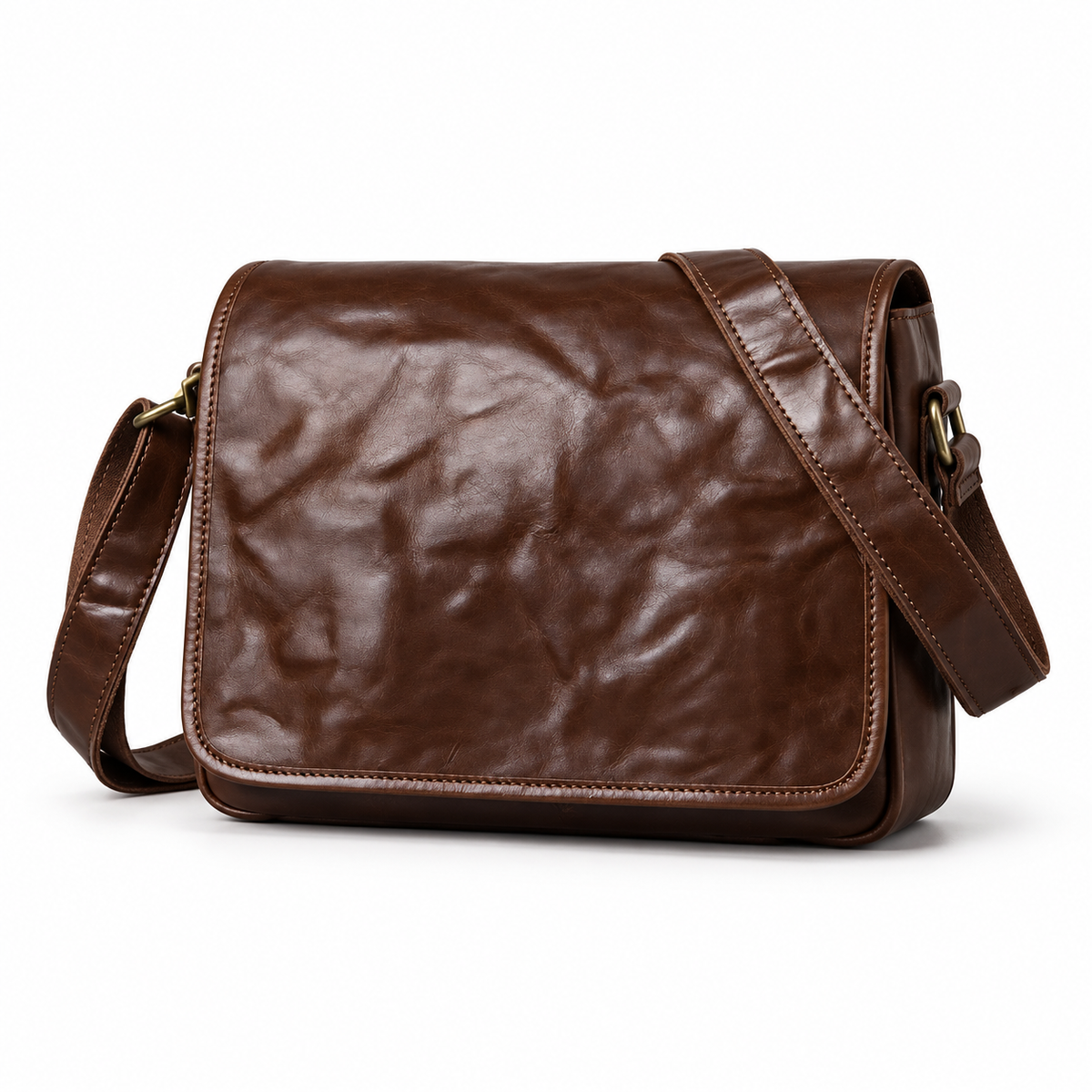 Classic Coffee Brown Leather Satchel Bag-4