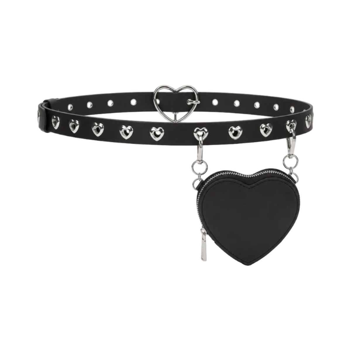 Black Heart Pouch Belt With Buckle-1