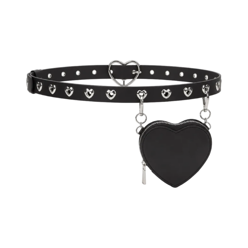 Black Heart Pouch Belt With Buckle-1