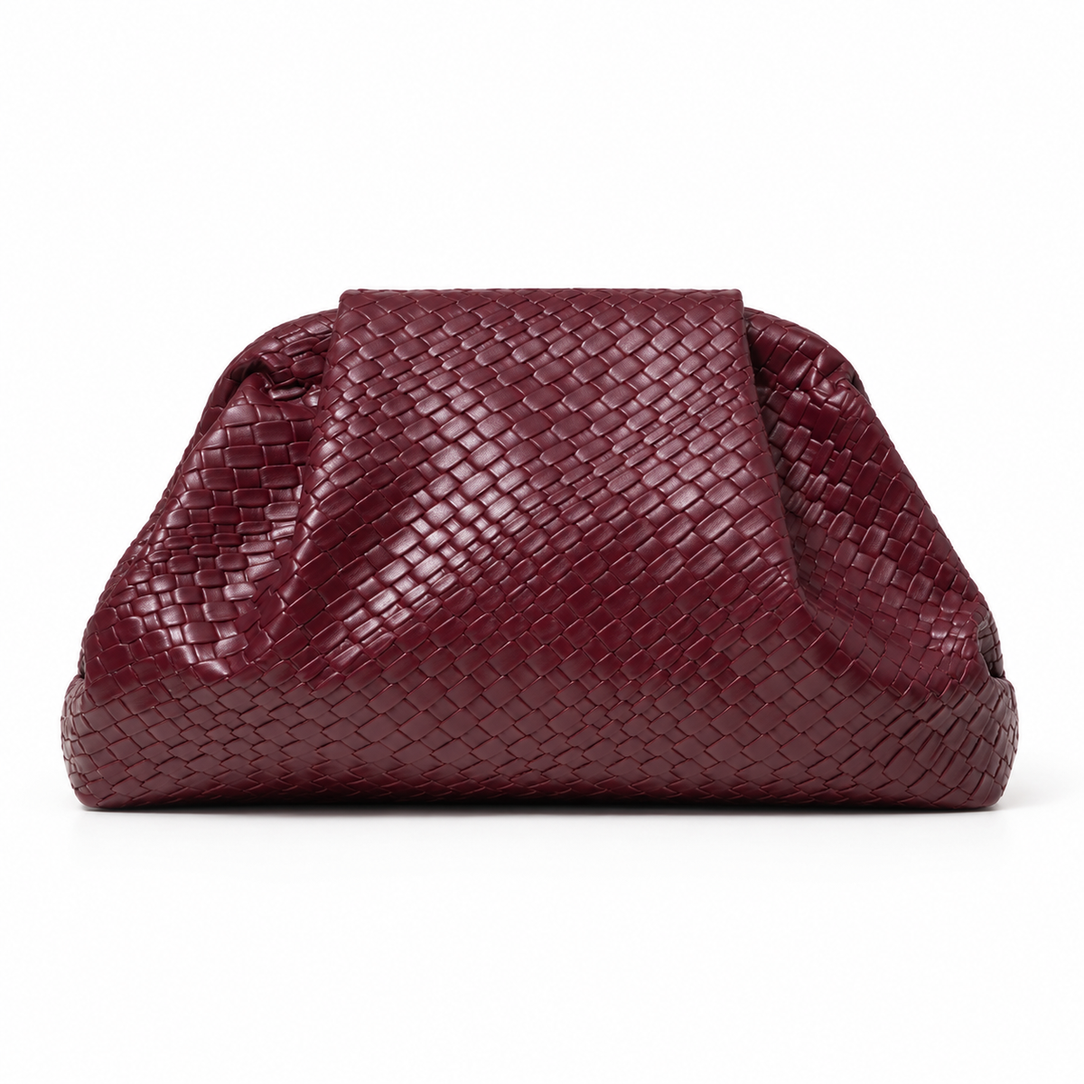 Elegant Burgundy Woven Pouch Clutch Bag-4