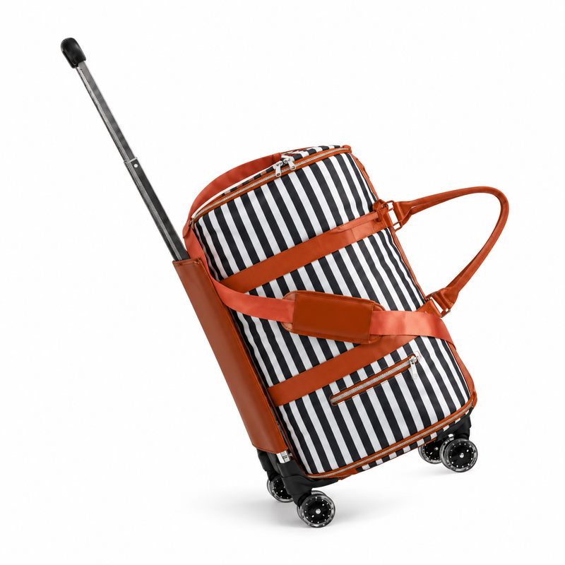 Classic Striped Trolley Bag With Wheels-4