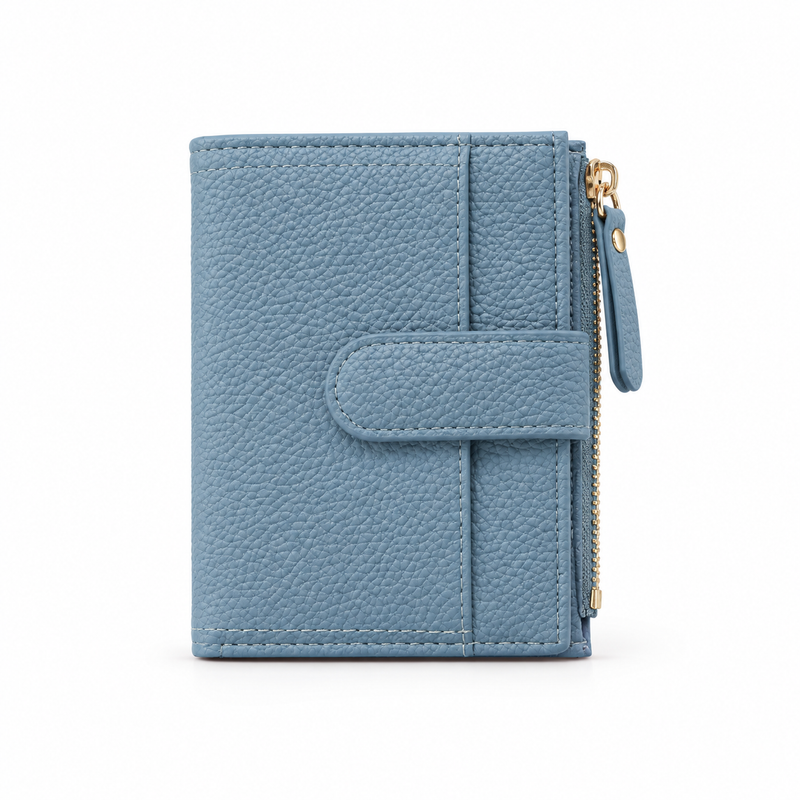 Dusty Blue Pebbled Compact Card Wallet-4