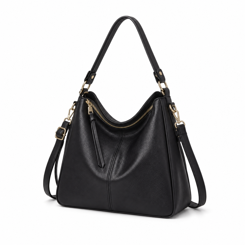 Classic Black Hobo Shoulder Crossbody Bag-2