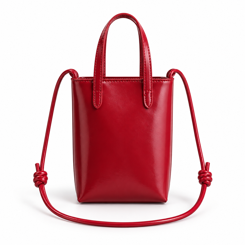 Elegant Red Mini Crossbody Tote Bag-3