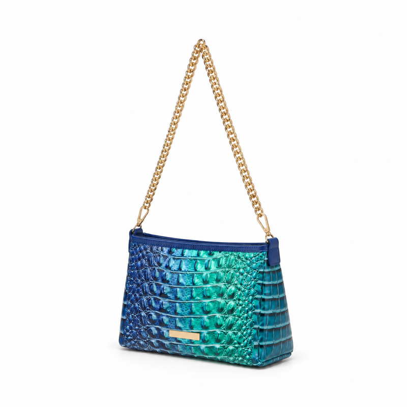 Iridescent Crocodile Chain Shoulder Handbag-2
