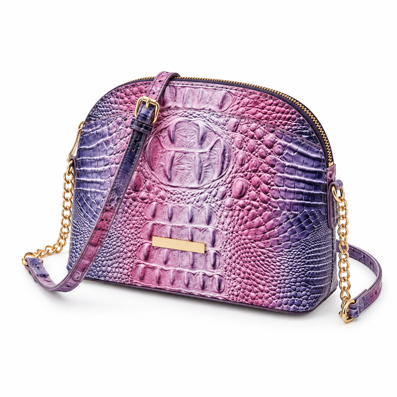 Purple Ombre Croc Embossed Crossbody Bag-3