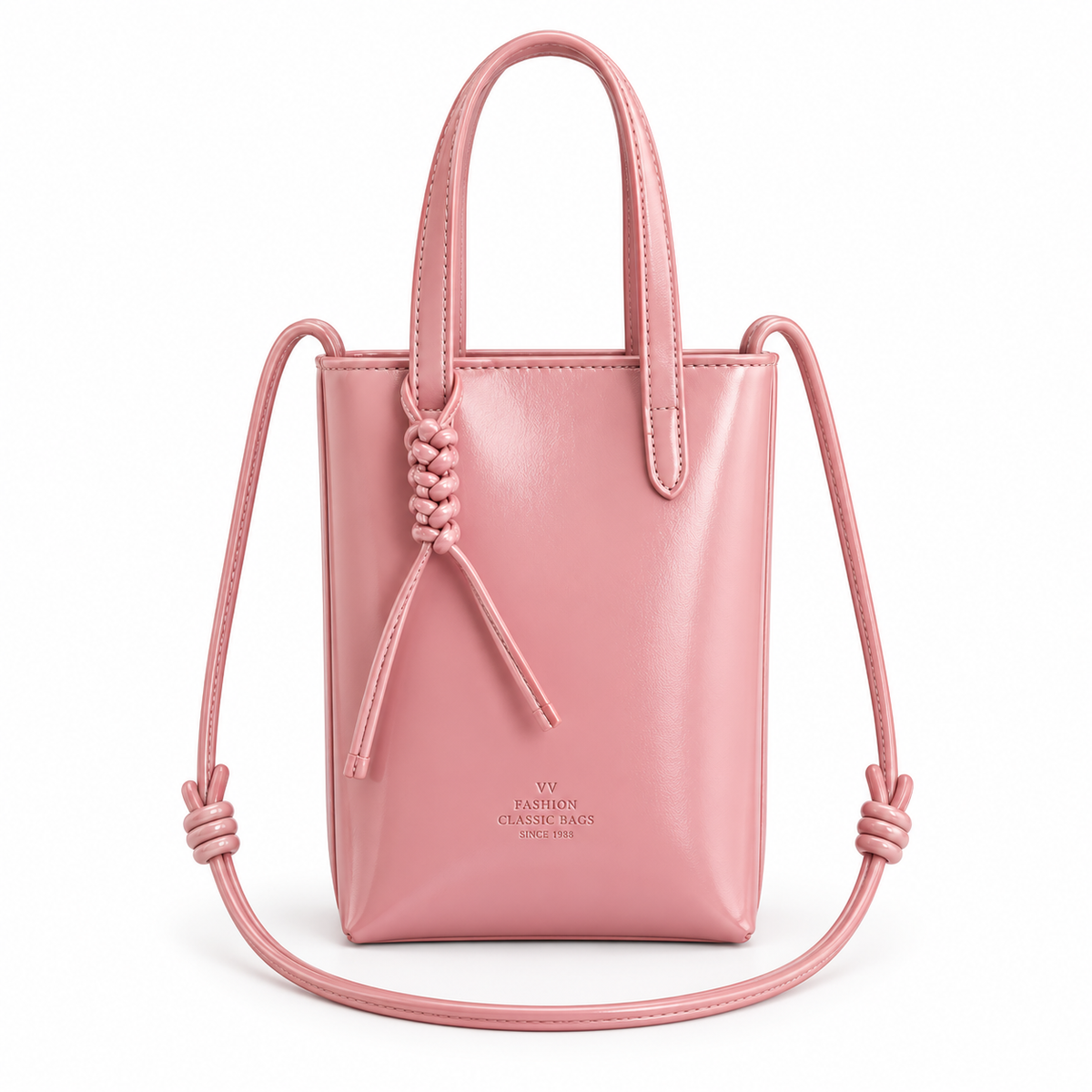 Elegant Blush Pink Knotted Crossbody Bag-3