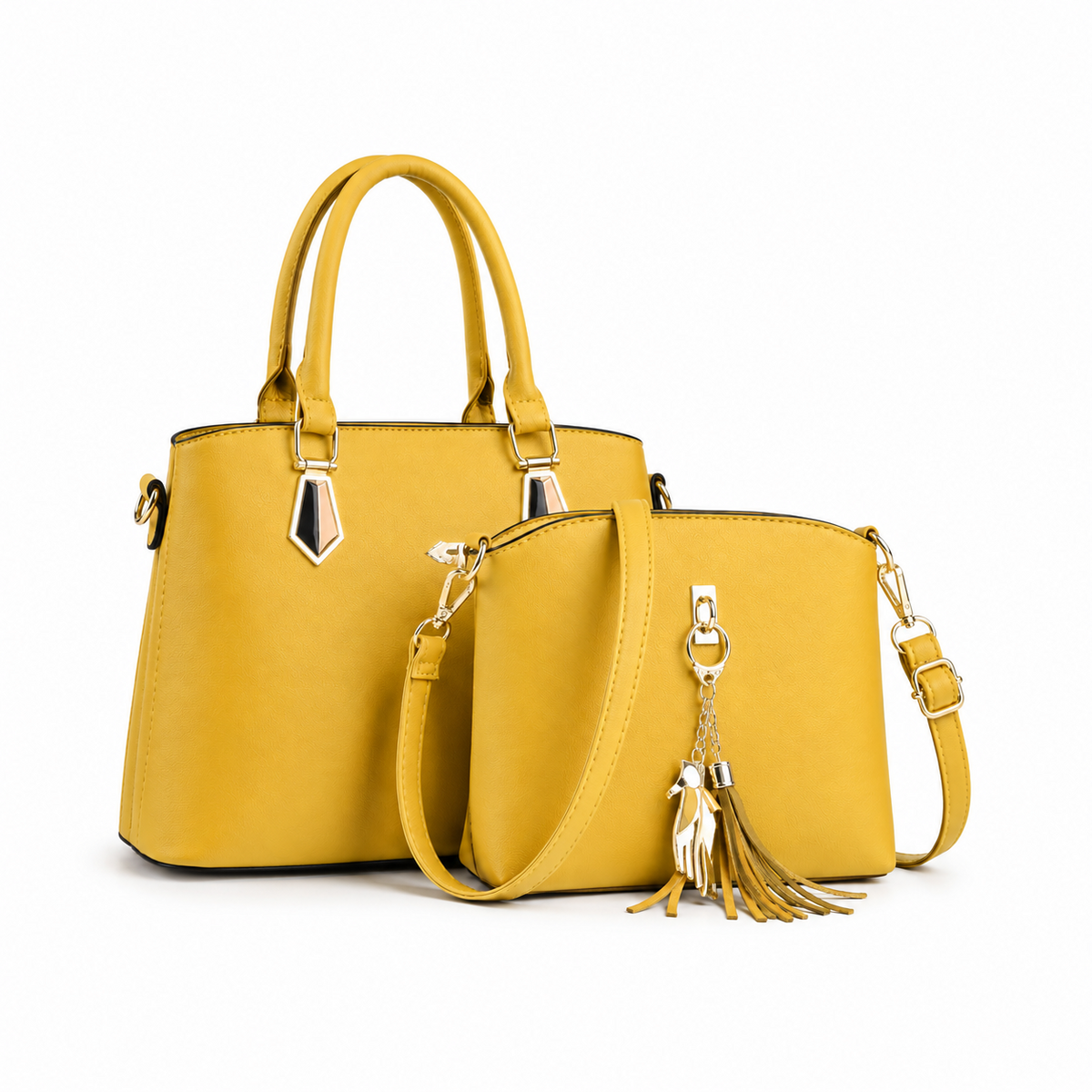 Women’s Tan Tote Crossbody Handbag Set-1