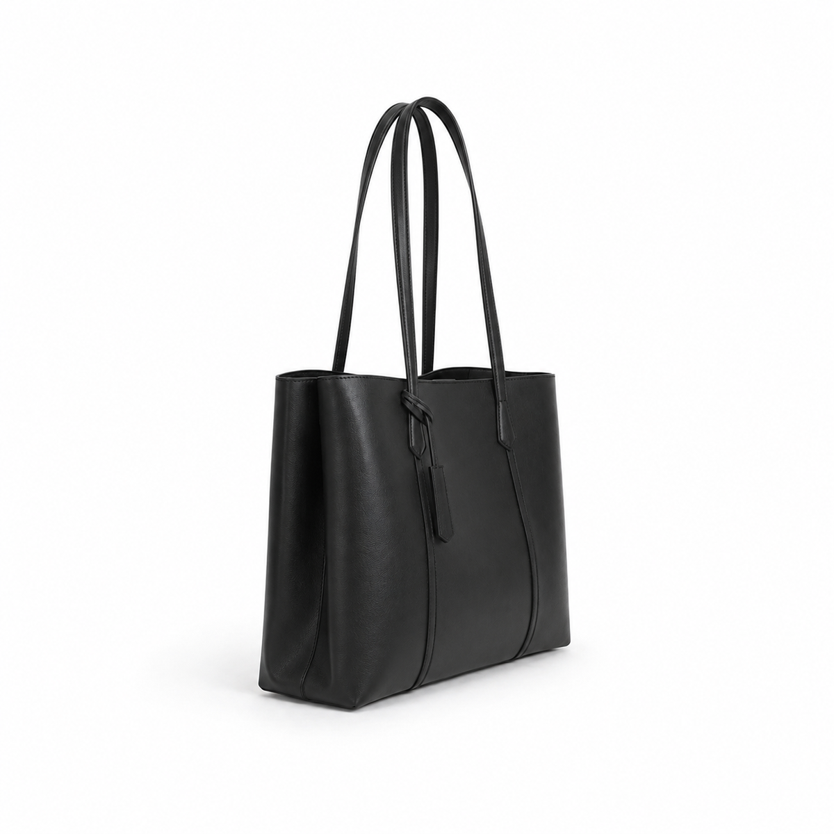 Classic Black Leather Shoulder Tote Bag-3