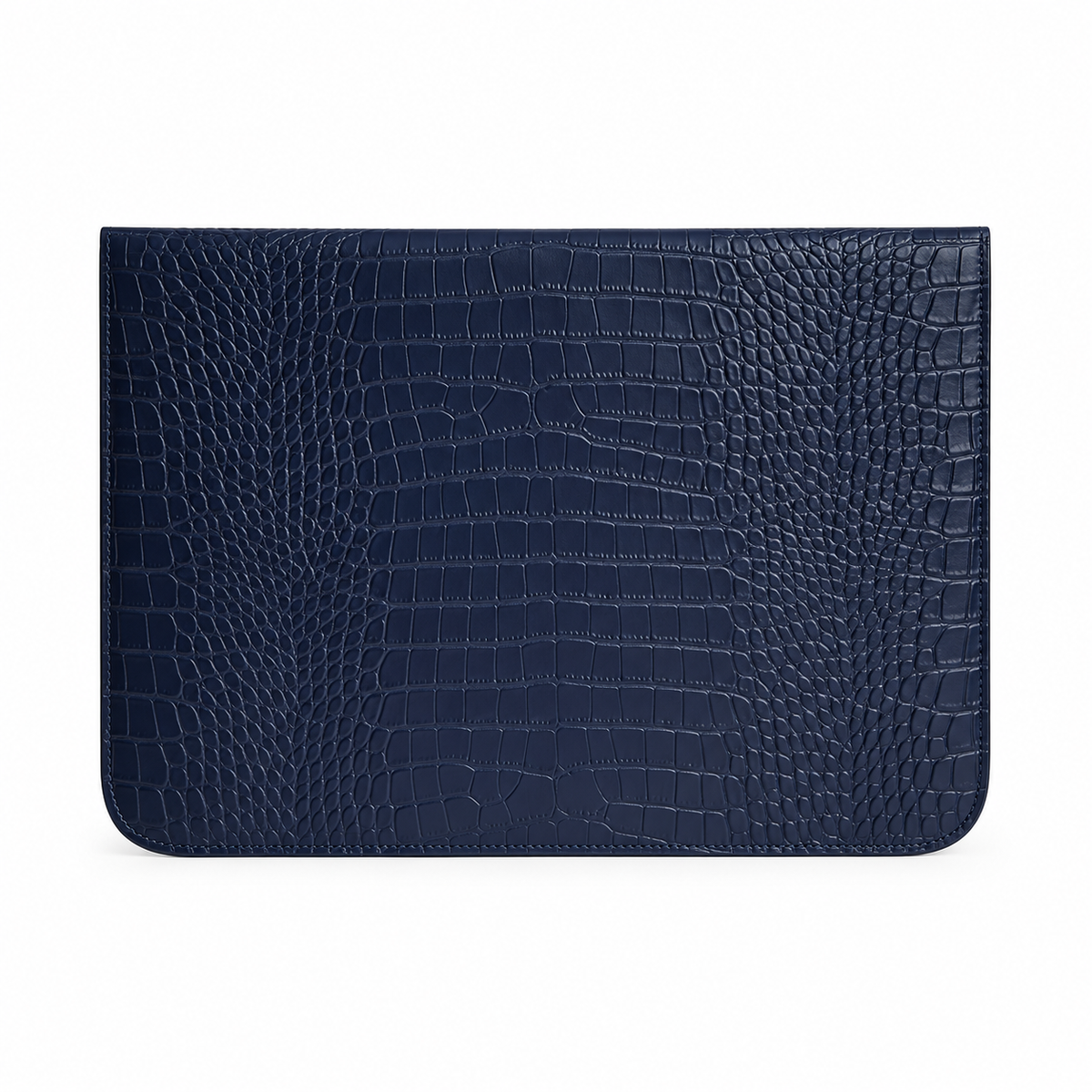 Navy Crocodile Embossed Leather Laptop Bag-2