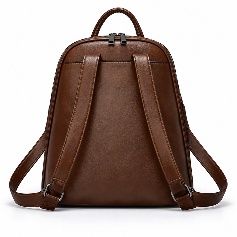 Elegant Brown Backpack With Silver Detail-3