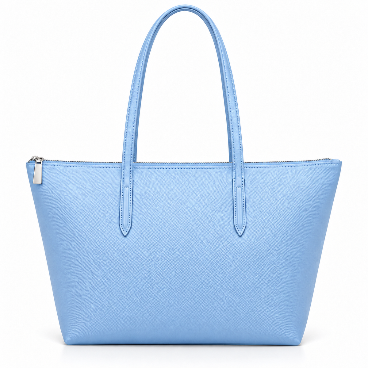 Light Blue Leather Canvas Tote Bag-3