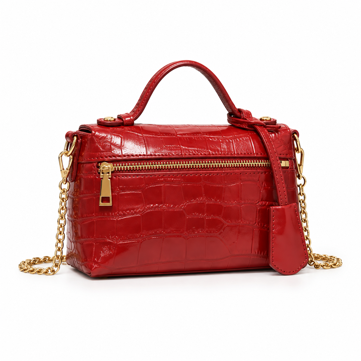 Elegant Crocodile Embossed Chain Crossbody Bag-1
