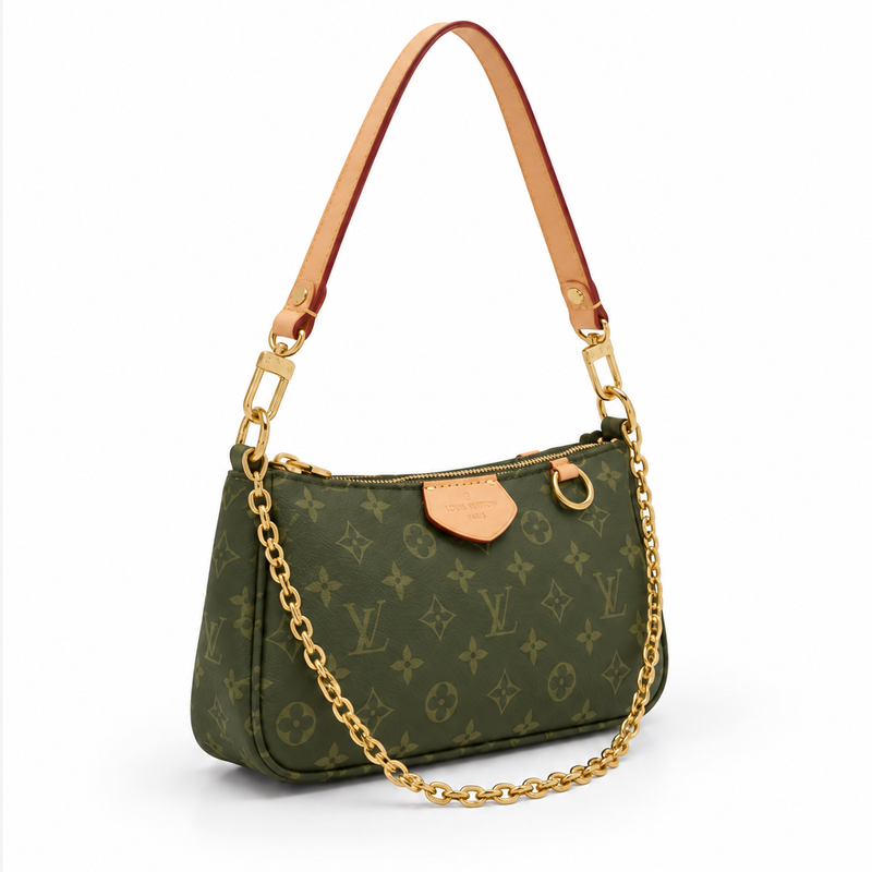 Army Green Monogram Chain Shoulder Bag-1