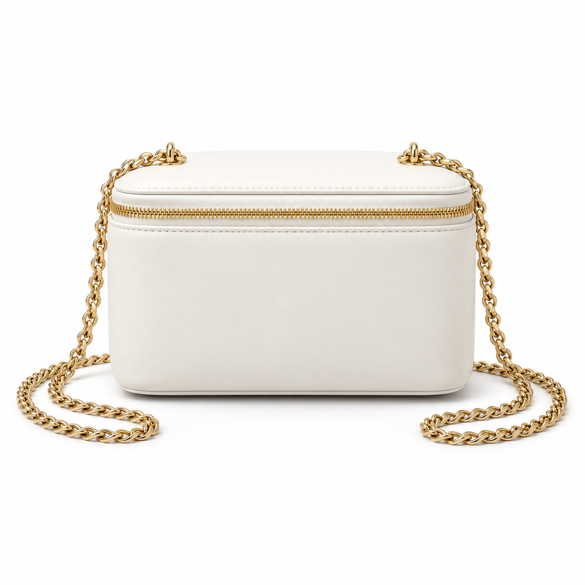 Ivory Vegan Leather Chain Crossbody Bag-4
