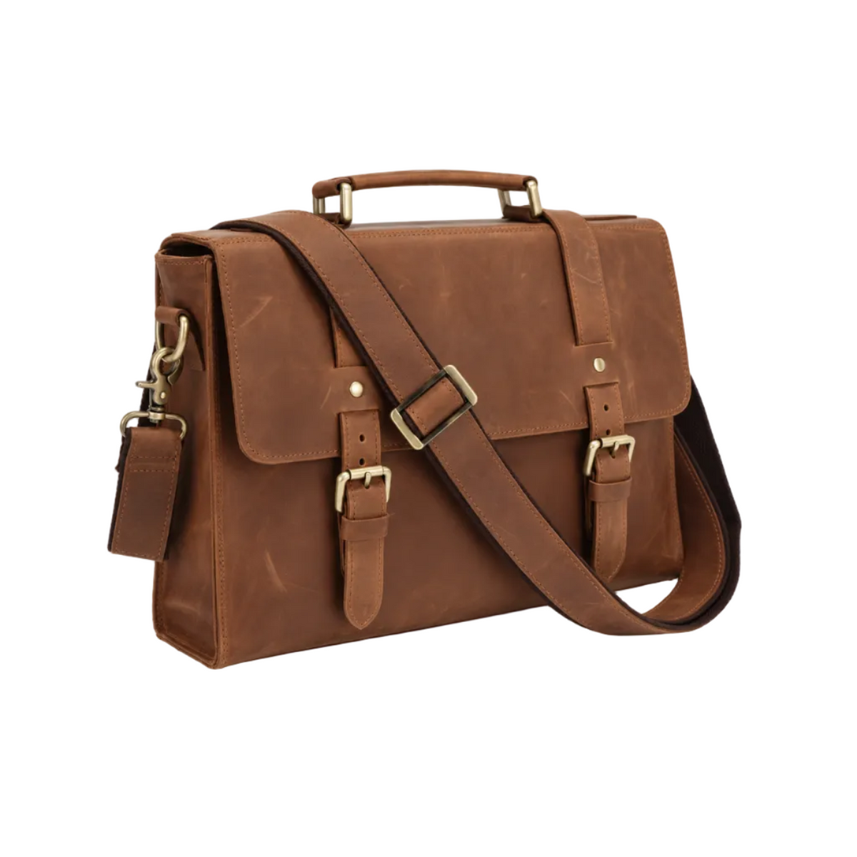 Vintage Brown Leather Messenger Shoulder Bag