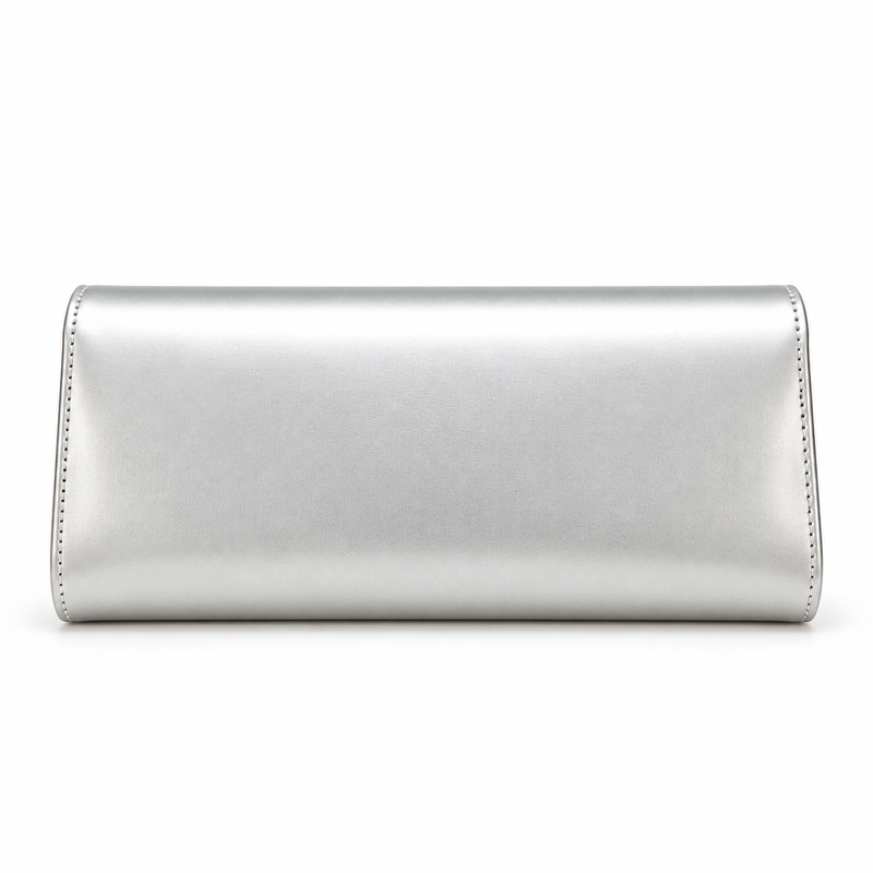 Elegant Silver Oval Accent Evening Clutch-2