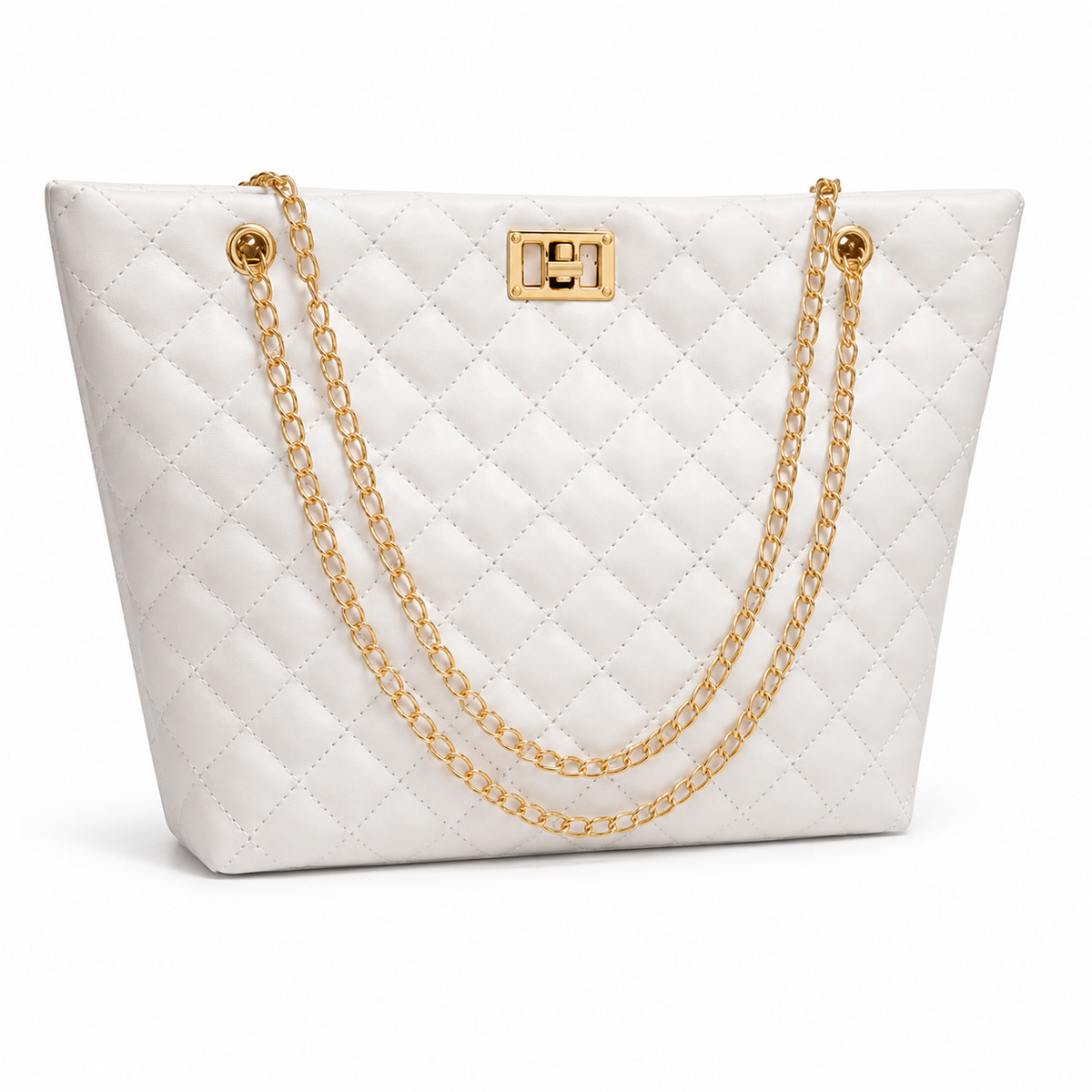 Elegant Quilted Chain-Strap Tote Bag-1