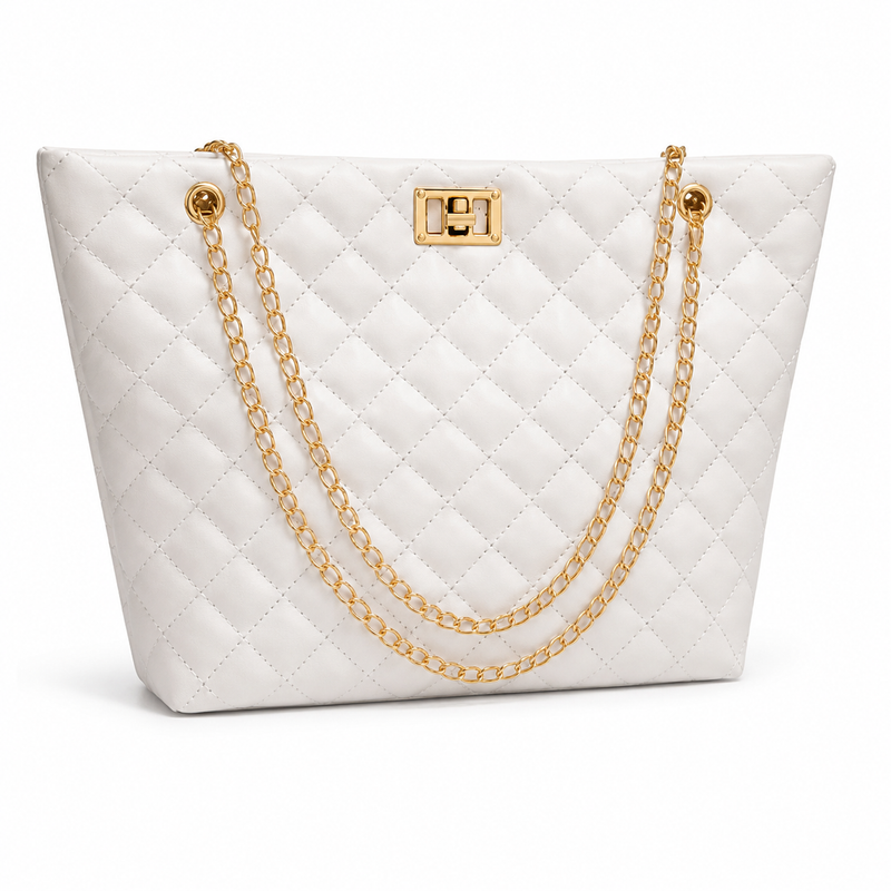 Elegant Quilted Chain-Strap Tote Bag-1