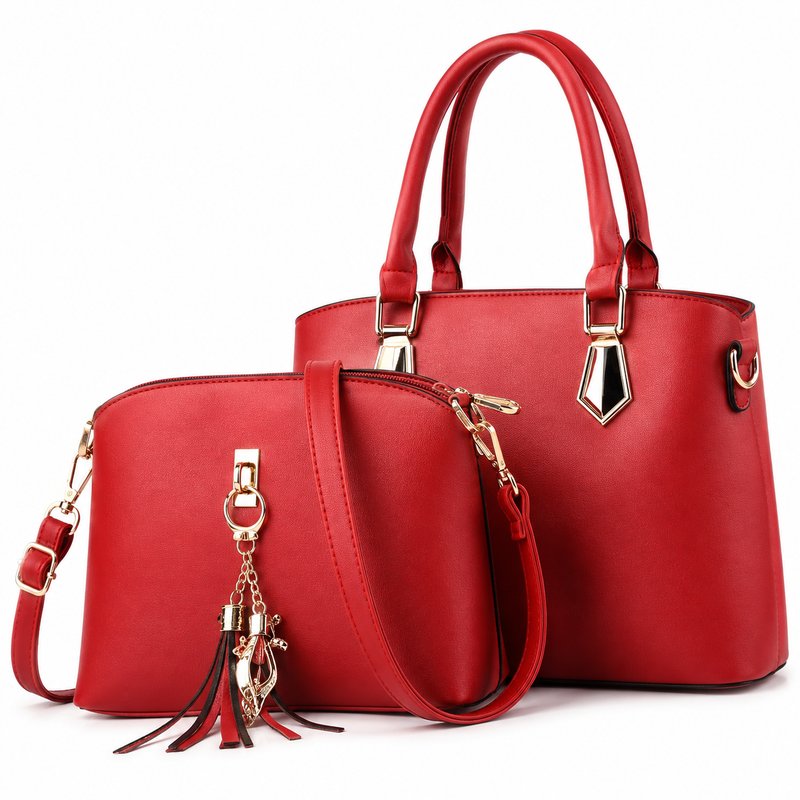Women’s Red Two-Piece Handbag and Crossbody Bag Set-1