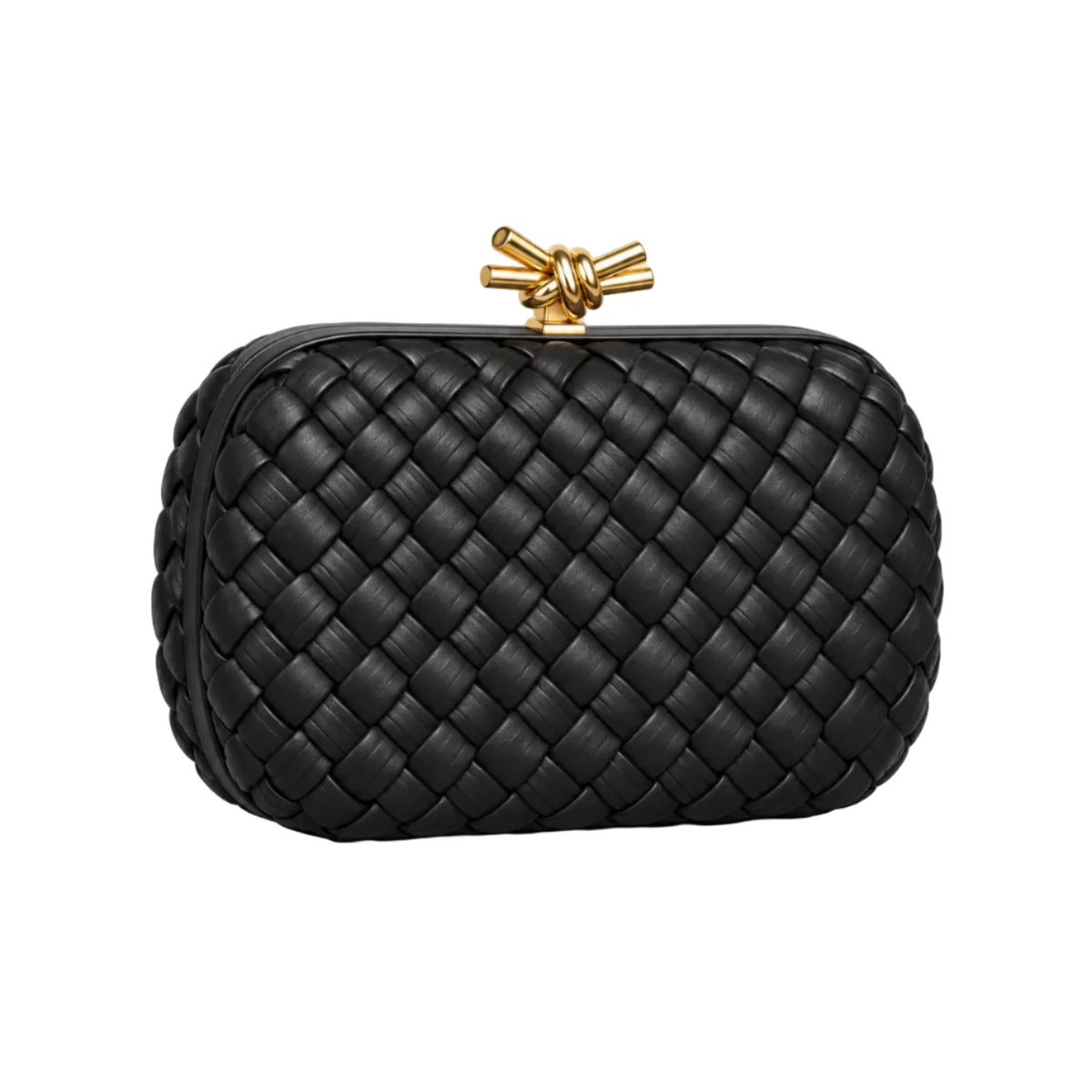 Black Woven Clutch With Gold Clasp-1