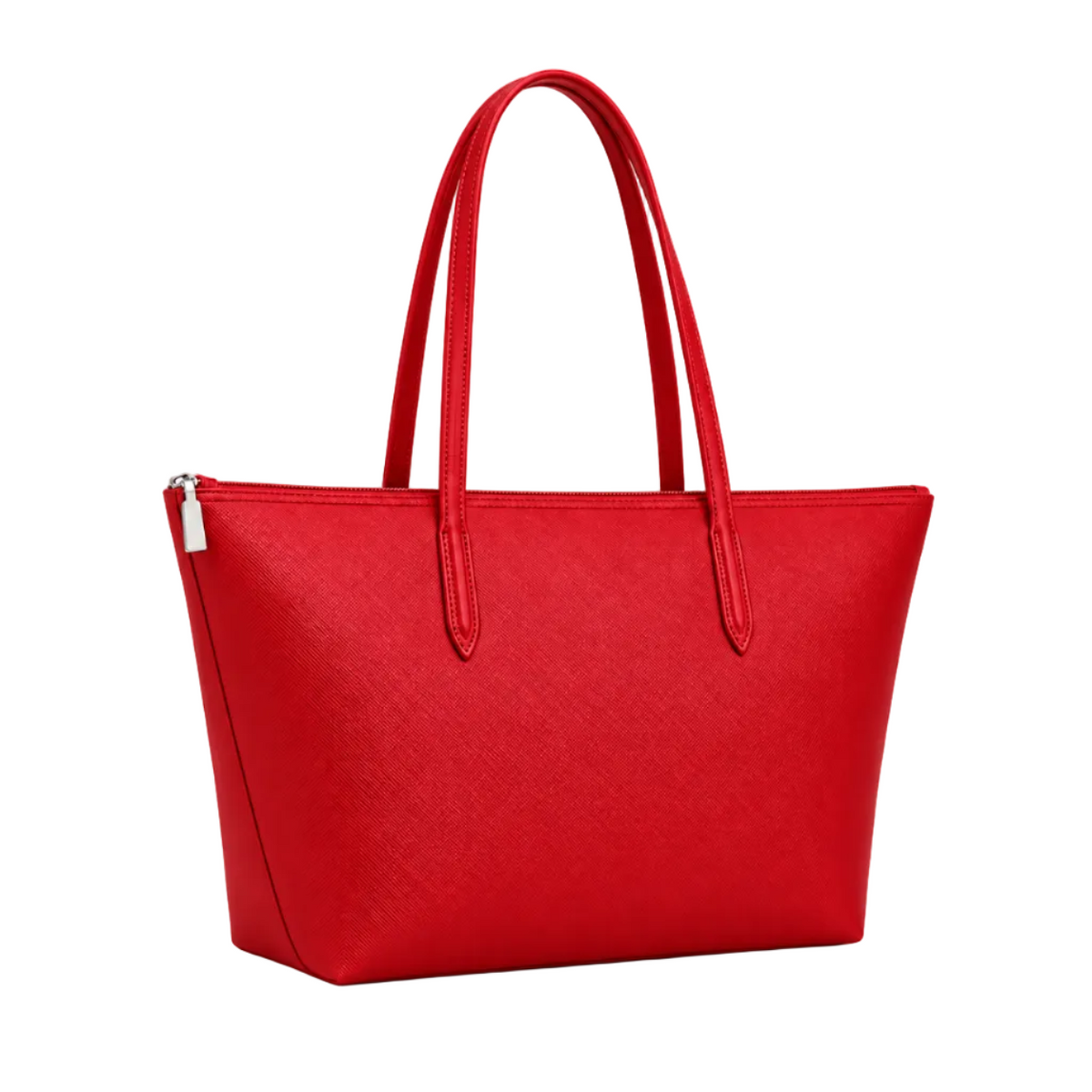 Red Leather And Canvas Tote Bag