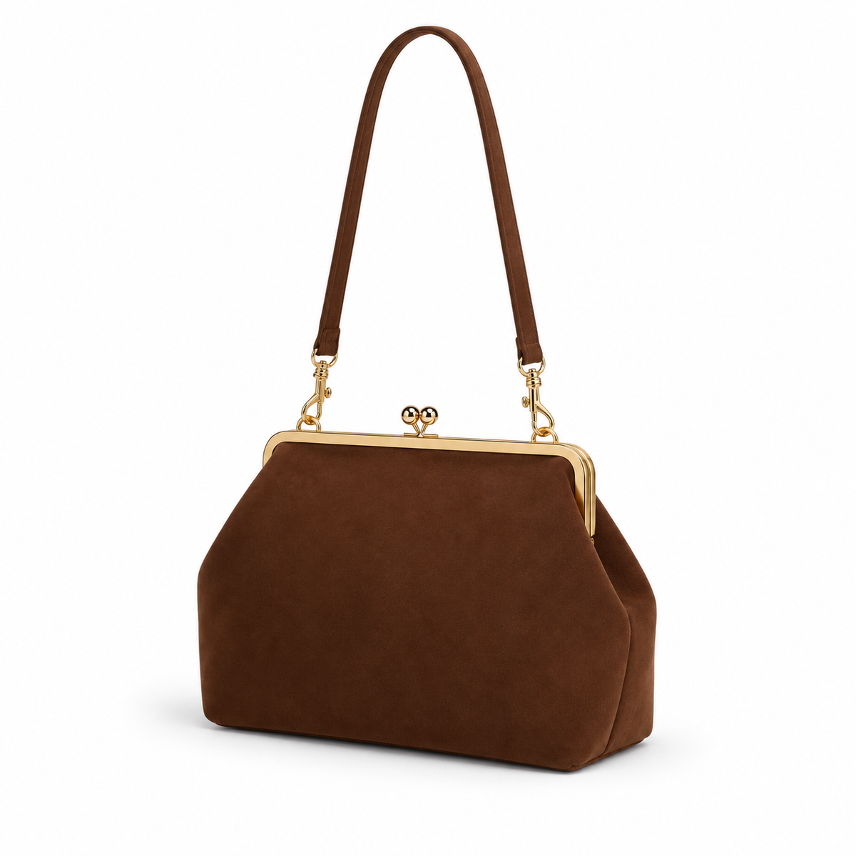 Vintage Brown Kiss Lock Clutch Bag-3