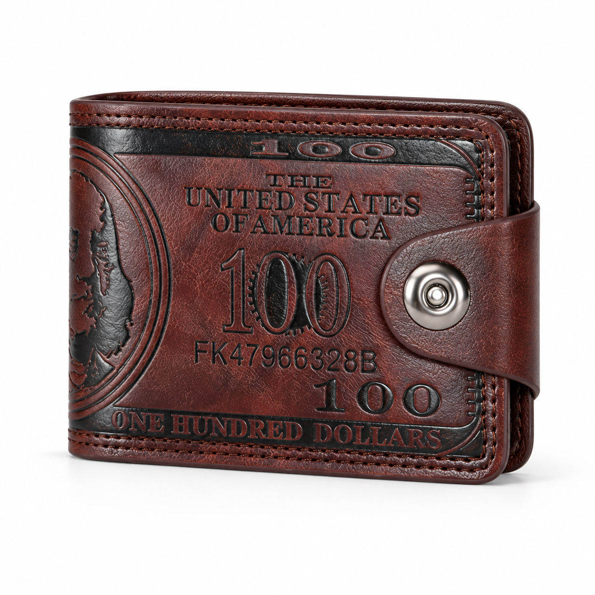 Vintage Brown Dollar Embossed Bifold Wallet-3