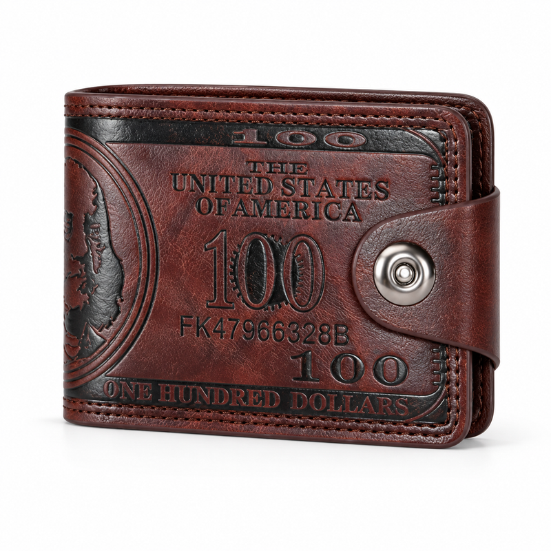 Vintage Brown Dollar Embossed Bifold Wallet-3