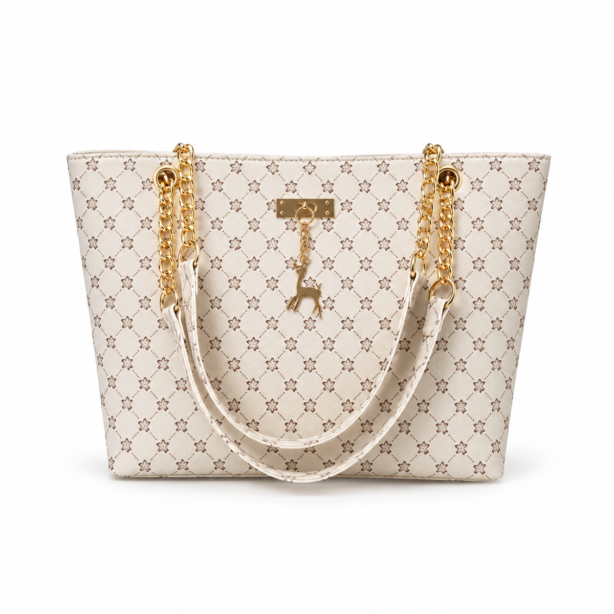 Elegant Ivory Monogram Gold Chain Tote-4