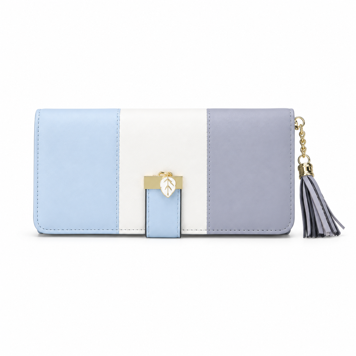 Pastel Color Block Wallet With Tassel-4