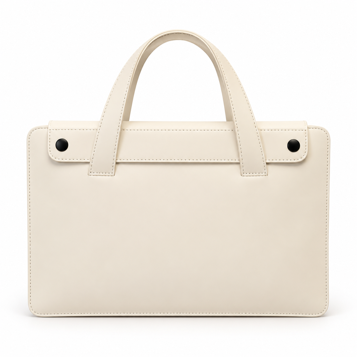 Ivory Leather Laptop Bag With Handles-2