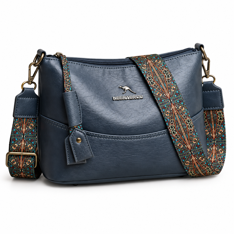 Navy Crossbody Bag With Colourful Strap-3