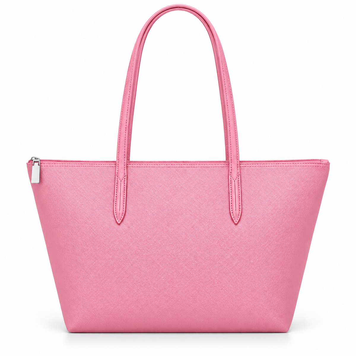 Pink Leather And Canvas Tote Bag