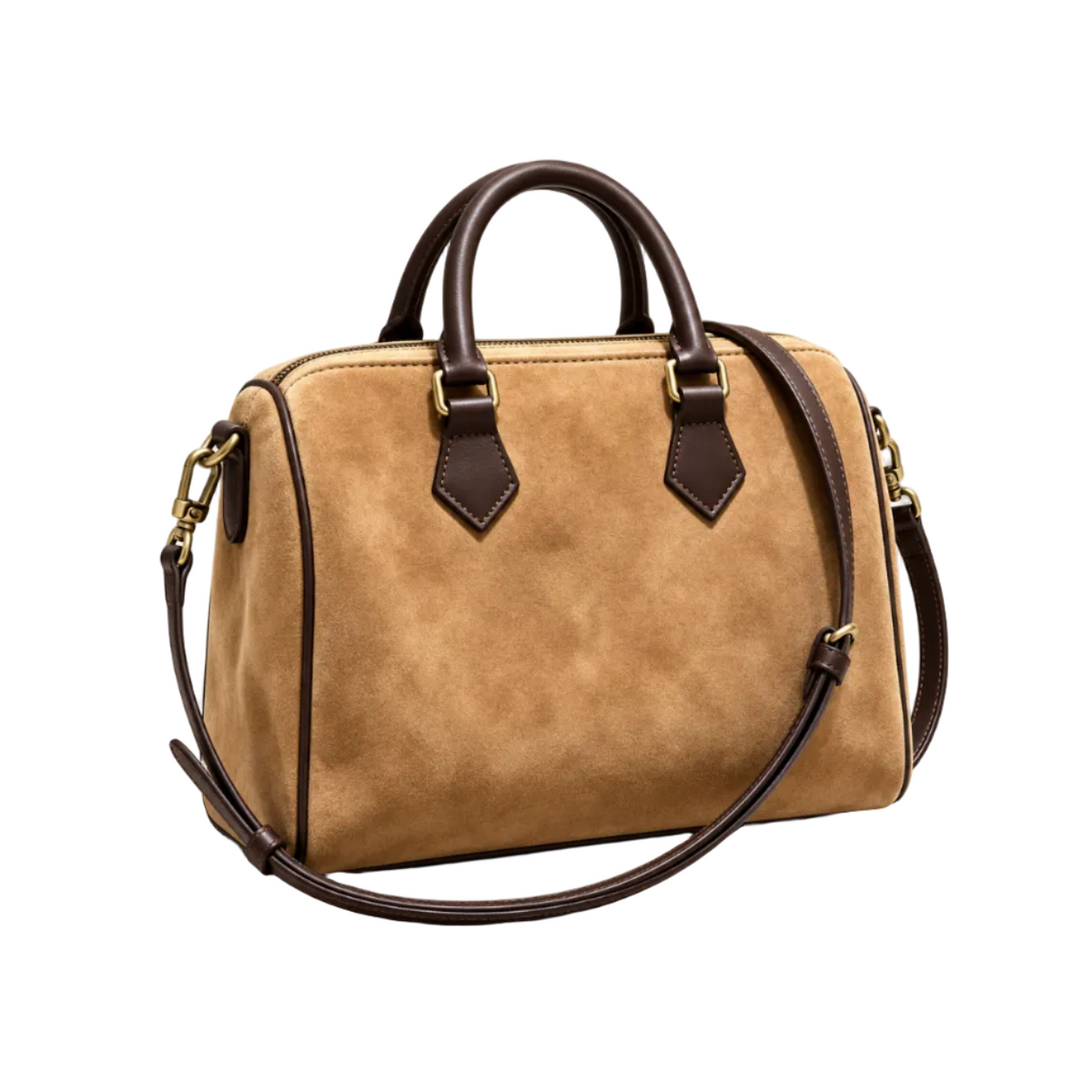Classic Tan Leather And Canvas Handbag