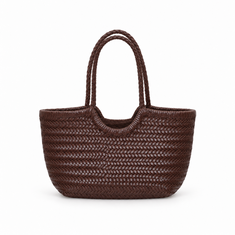 Chocolate Brown Woven Everyday Tote Bag-2