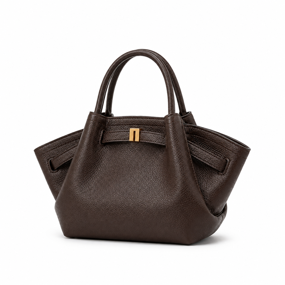 Elegant Dark Brown Textured Winged Handbag-3