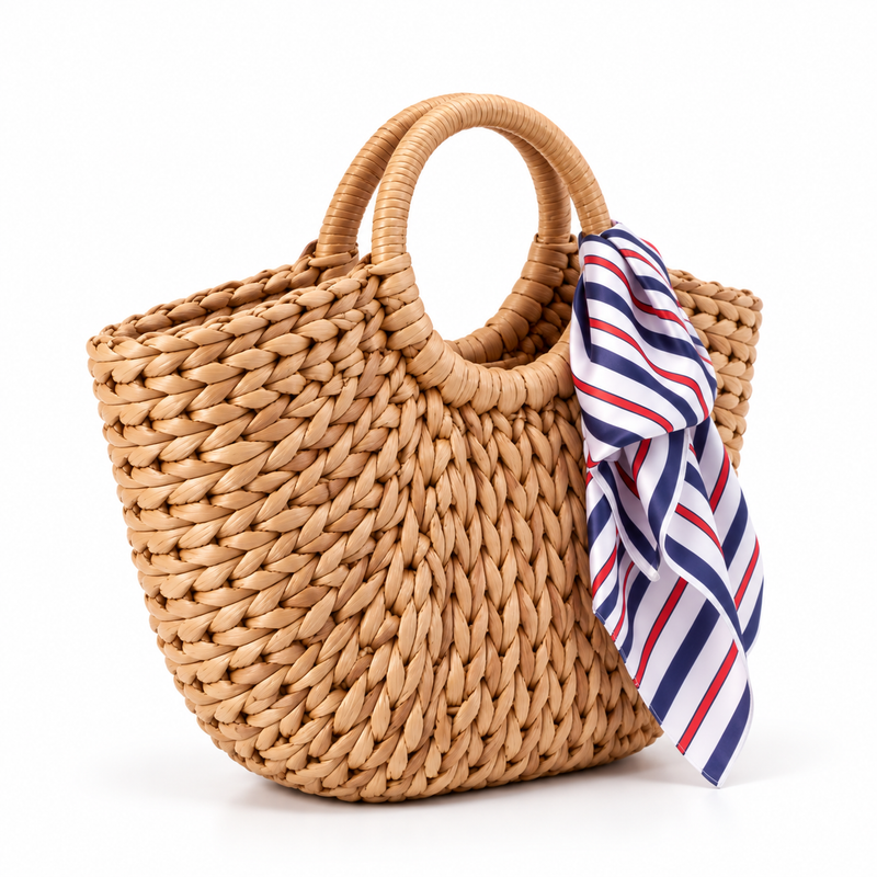 Handwoven Raffia Scarf Summer Tote Bag-1