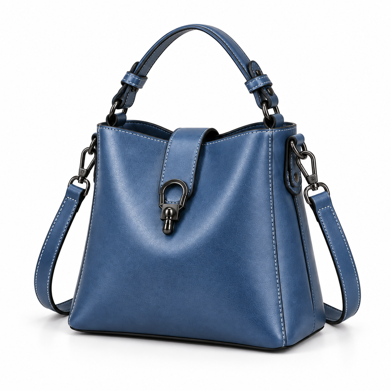 Elegant Blue Structured Crossbody Shoulder Handbag-3