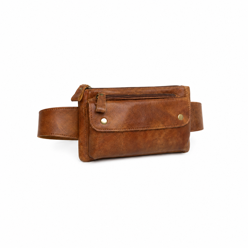 Vintage Brown Leather Waist Belt Bag-1